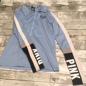 PINK light blue deep zip jacket